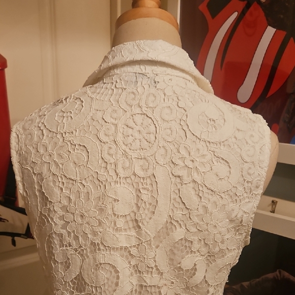 Nanette Lepore White Lace Sleeveless Blazer - Picture 6 of 11